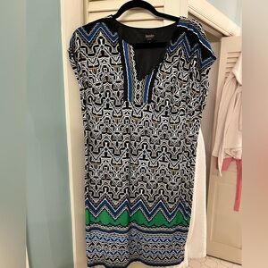 Laundry By Shelli Segal Black and Blue Geometric Dress